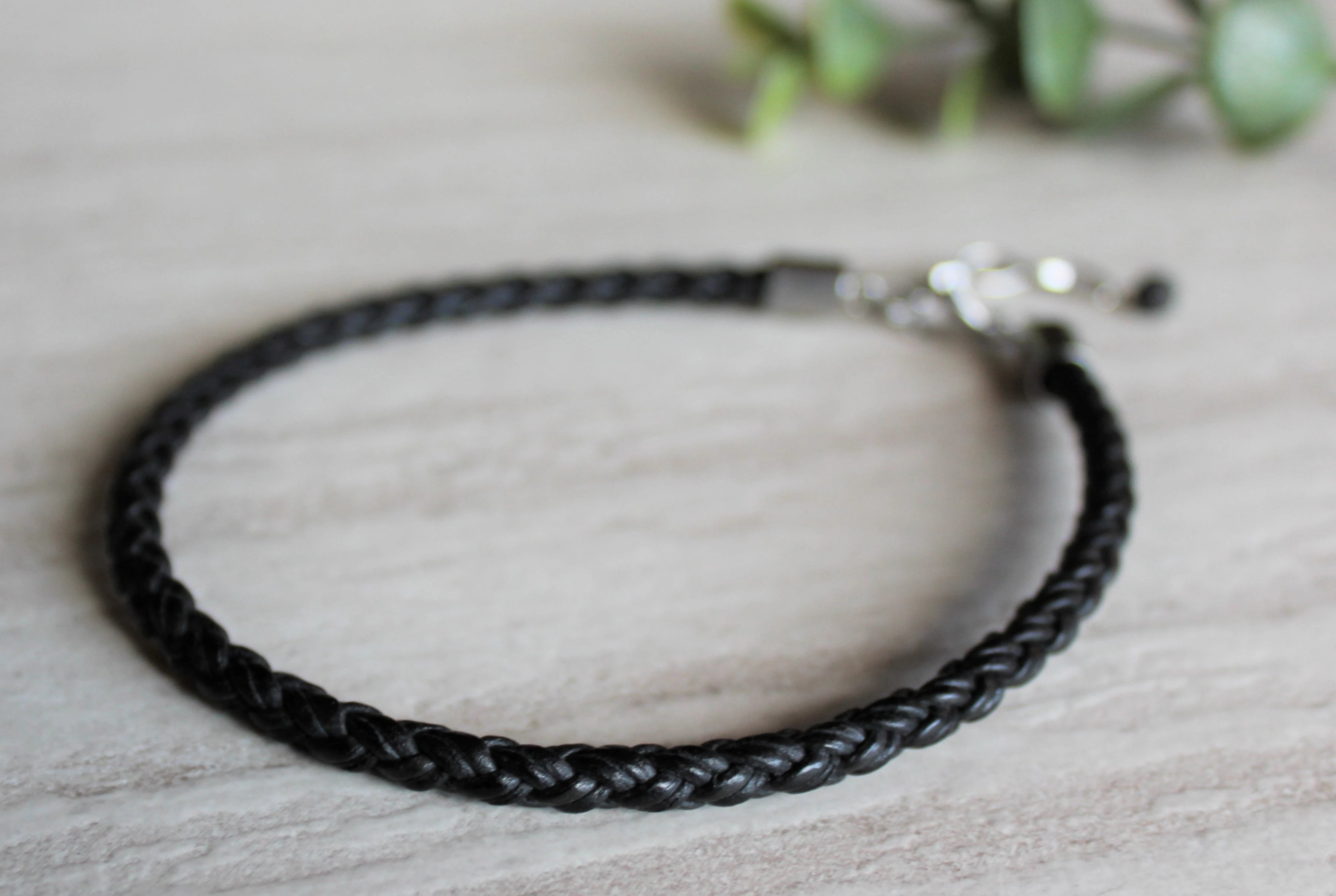 Black Leather Anklet - Main Image