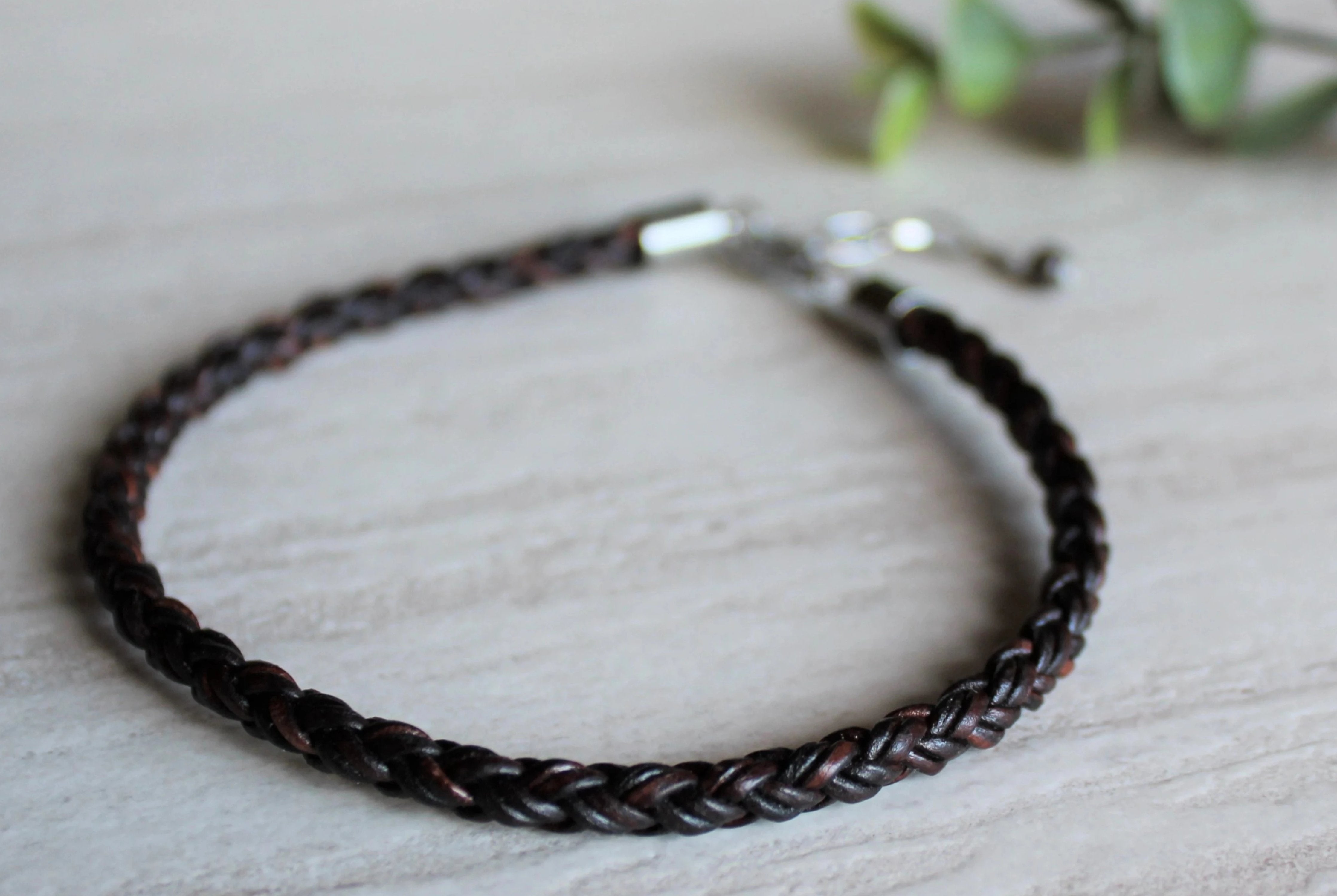 Antique Brown Braided Leather