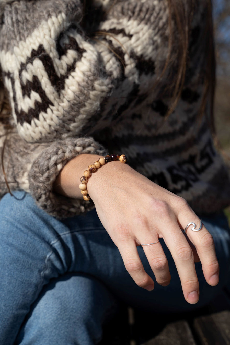 Red Tigers Eye Acai Seed Stacker - Woven Stone Co.