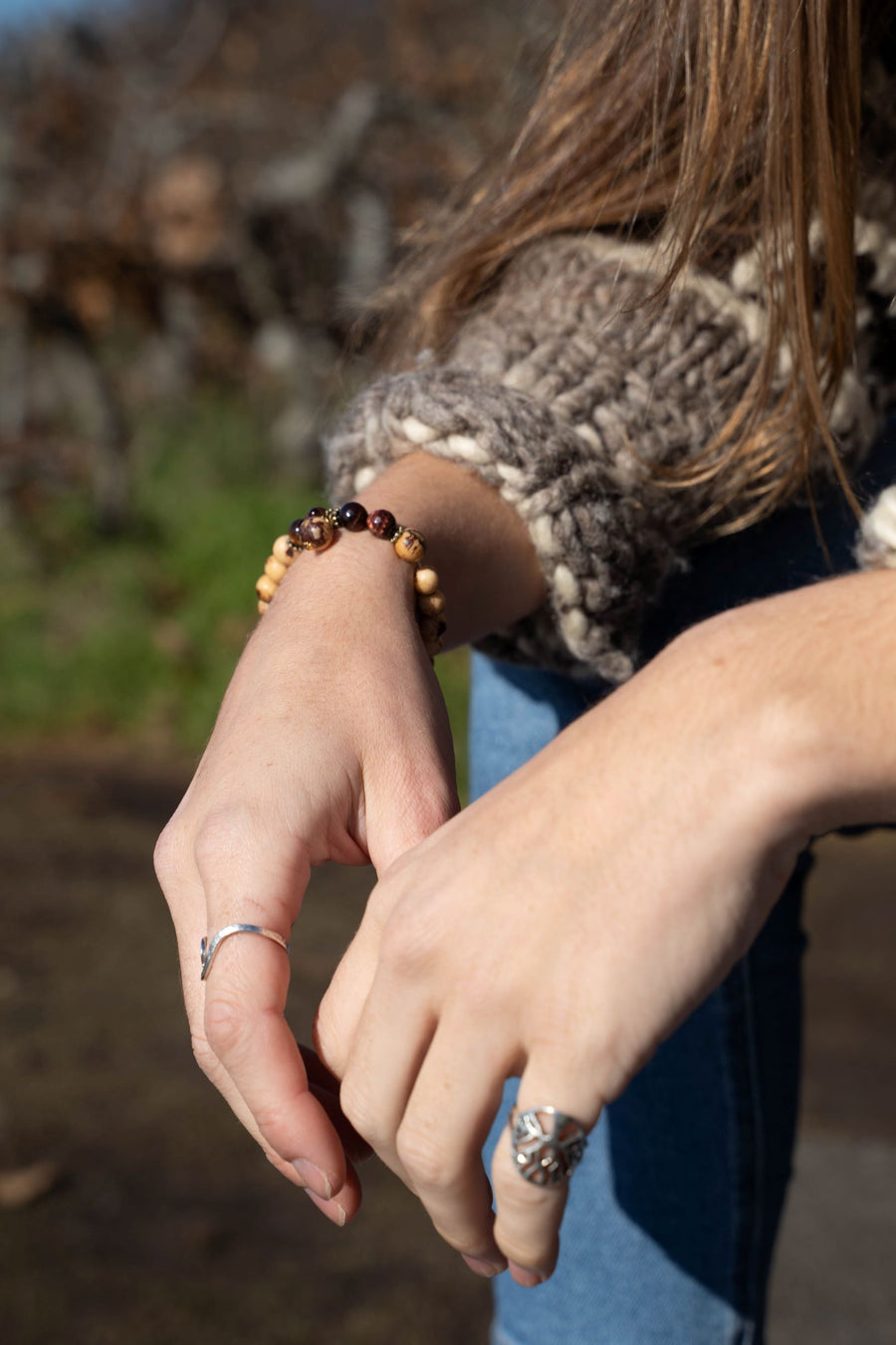 Red Tigers Eye Acai Seed Stacker - Woven Stone Co.