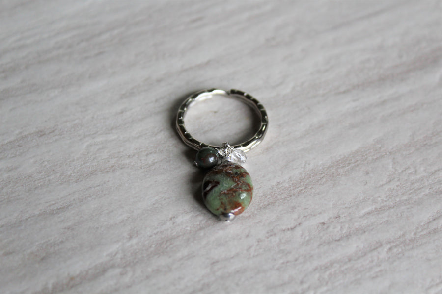 Pet Collar Charm - Green Opal, Bloodstone, Quartz