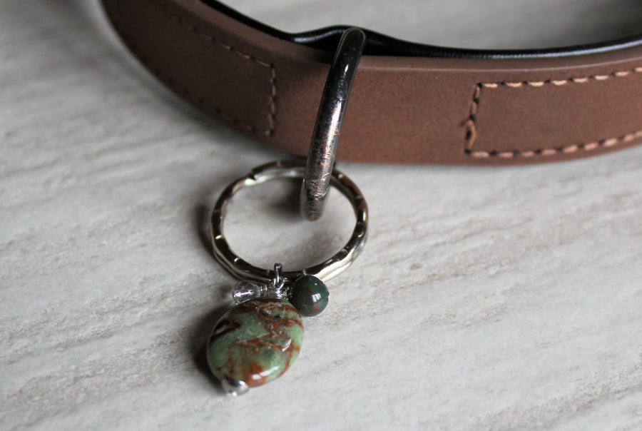 Pet Collar Charm - Green Opal, Bloodstone, Quartz