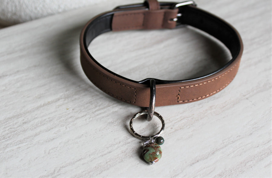 Pet Collar Charm - Green Opal, Bloodstone, Quartz