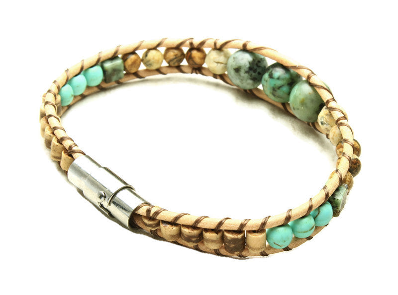 African Turquoise Collection - Single Wrap Bracelet - Woven Stone Co.