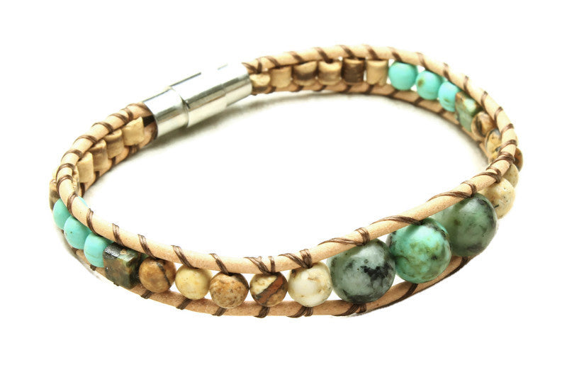 African Turquoise Collection - Single Wrap Bracelet - Woven Stone Co.