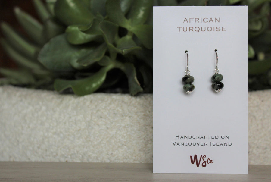 African Turquoise Earrings - Woven Stone Co.