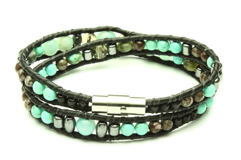 Amazonite Collection - Double Wrap Bracelet - Woven Stone Co.