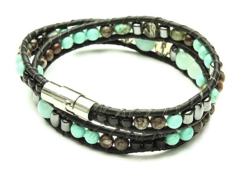 Amazonite Collection - Double Wrap Bracelet - Woven Stone Co.