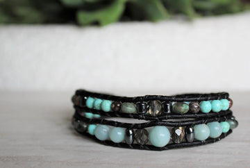 Amazonite Collection - Double Wrap Bracelet - Woven Stone Co.