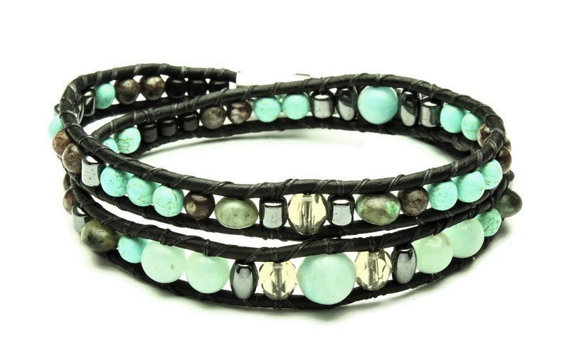 Amazonite Collection - Double Wrap Bracelet - Woven Stone Co.