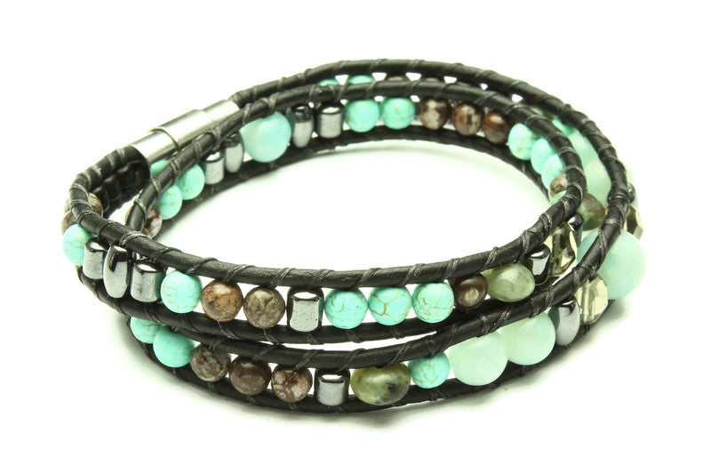 Amazonite Collection - Double Wrap Bracelet - Woven Stone Co.