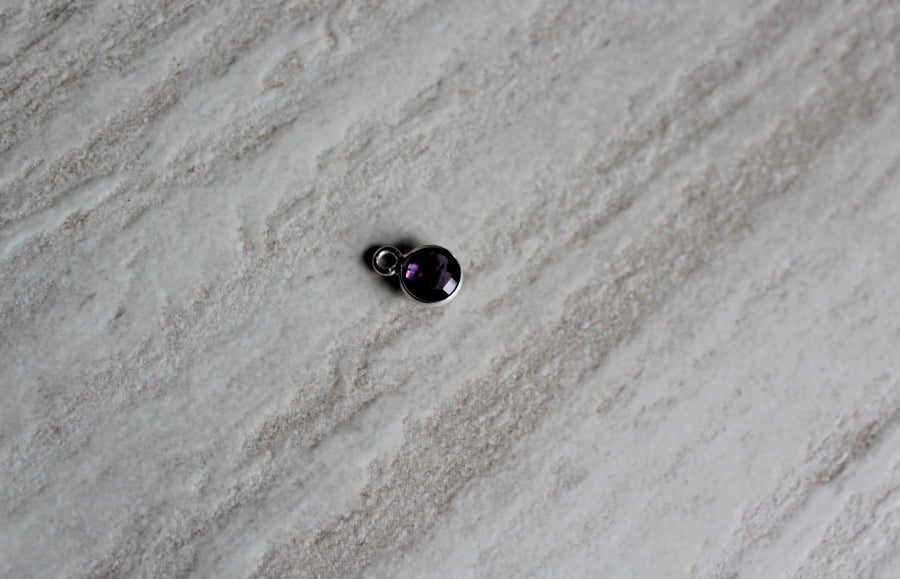 Delicate Grey Leather + Amethyst Necklace