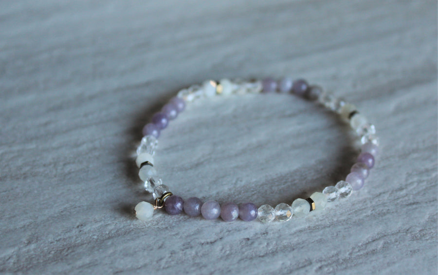 Amethyst + Moonstone Lavender Quartz Stacker Set