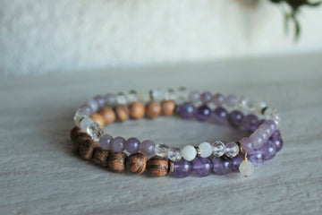 Amethyst + Moonstone Lavender Quartz Stacker Set