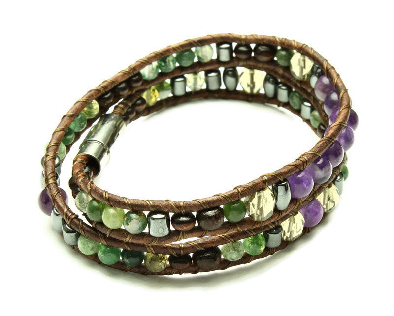 Amethyst Collection - Double Wrap Bracelet - Woven Stone Co.