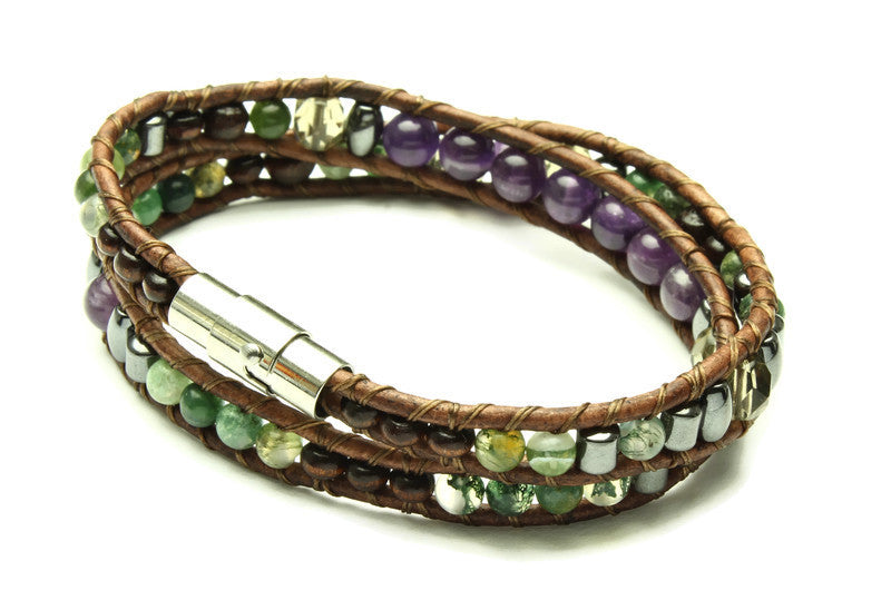 Amethyst Collection - Double Wrap Bracelet - Woven Stone Co.