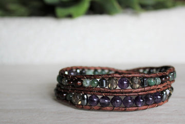 Amethyst Collection - Double Wrap Bracelet - Woven Stone Co.