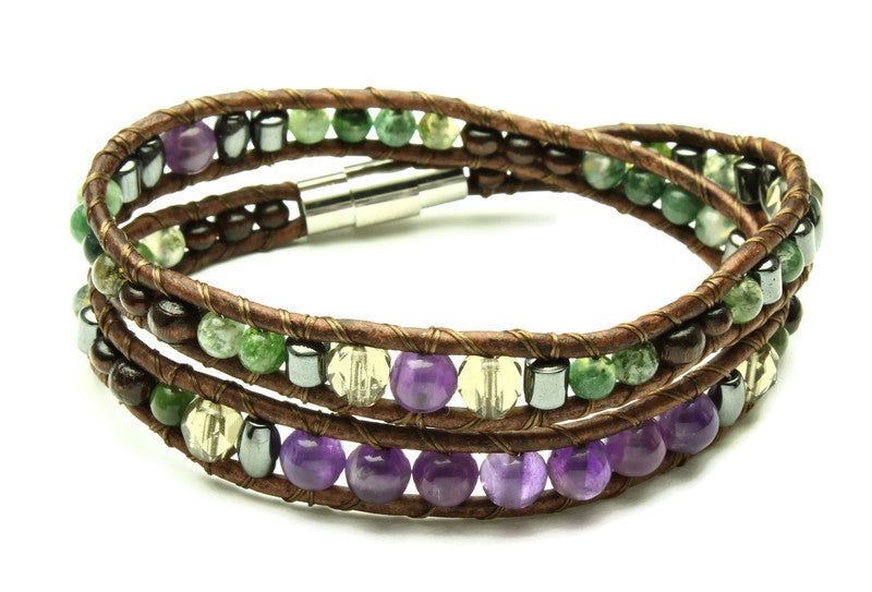 Amethyst Collection - Double Wrap Bracelet - Woven Stone Co.