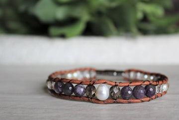 Amethyst Pearl Bracelet - Woven Stone Co.