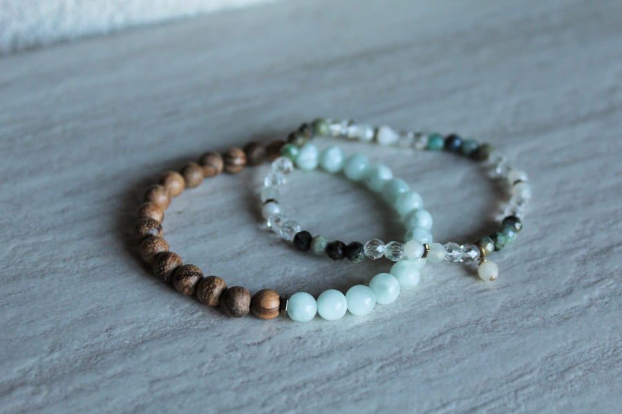 Angelite + Chrysocolla Stacker Set