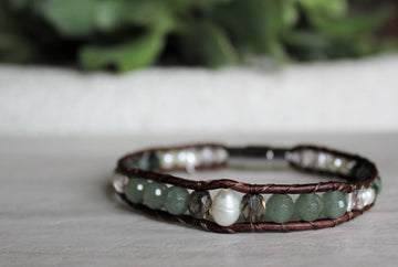Aventurine Pearl Bracelet - Woven Stone Co.