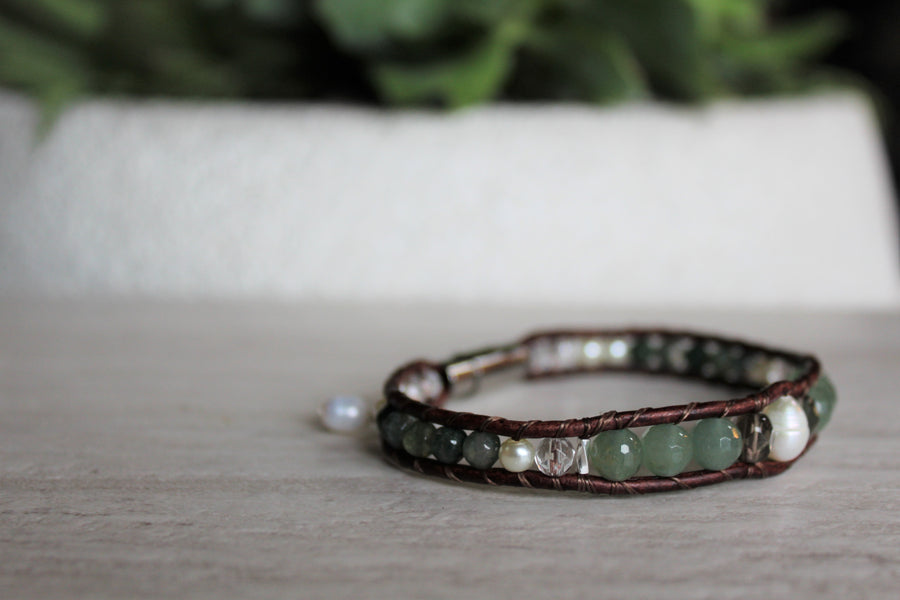 Aventurine Pearl Bracelet - Woven Stone Co.