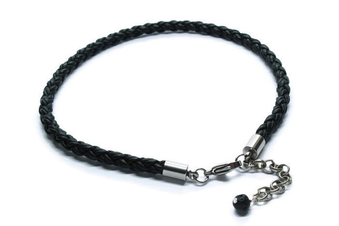 Black Leather Anklet - Woven Stone Co.