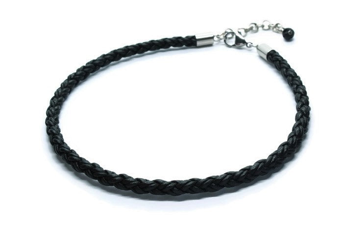 Black Leather Anklet - Woven Stone Co.