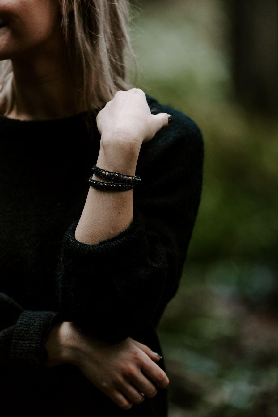 Black Onyx Collection - Double Wrap Bracelet