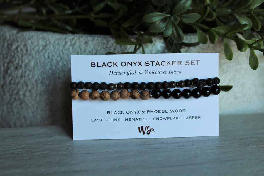 Black Onyx + Lava Stone Stacker Set