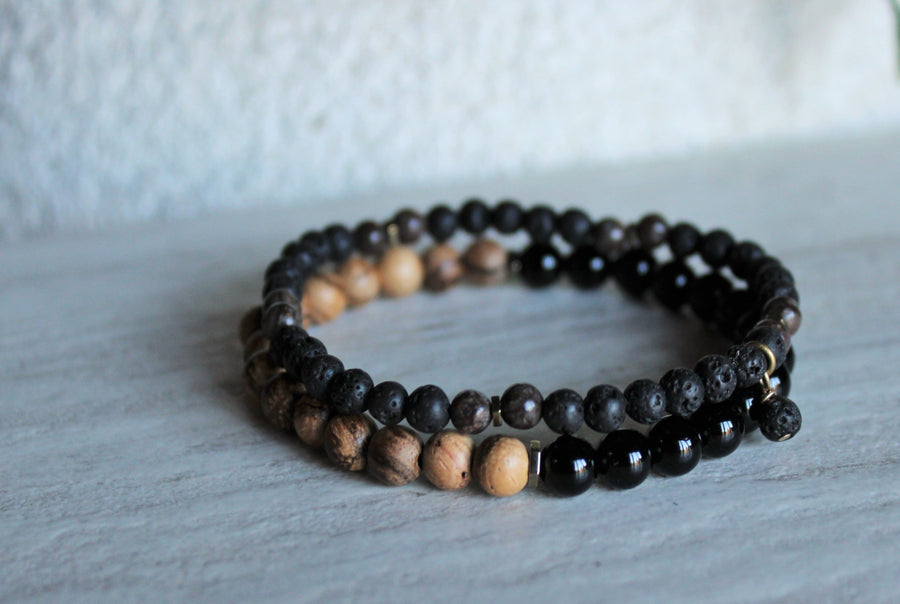 Black Onyx + Lava Stone Stacker Set