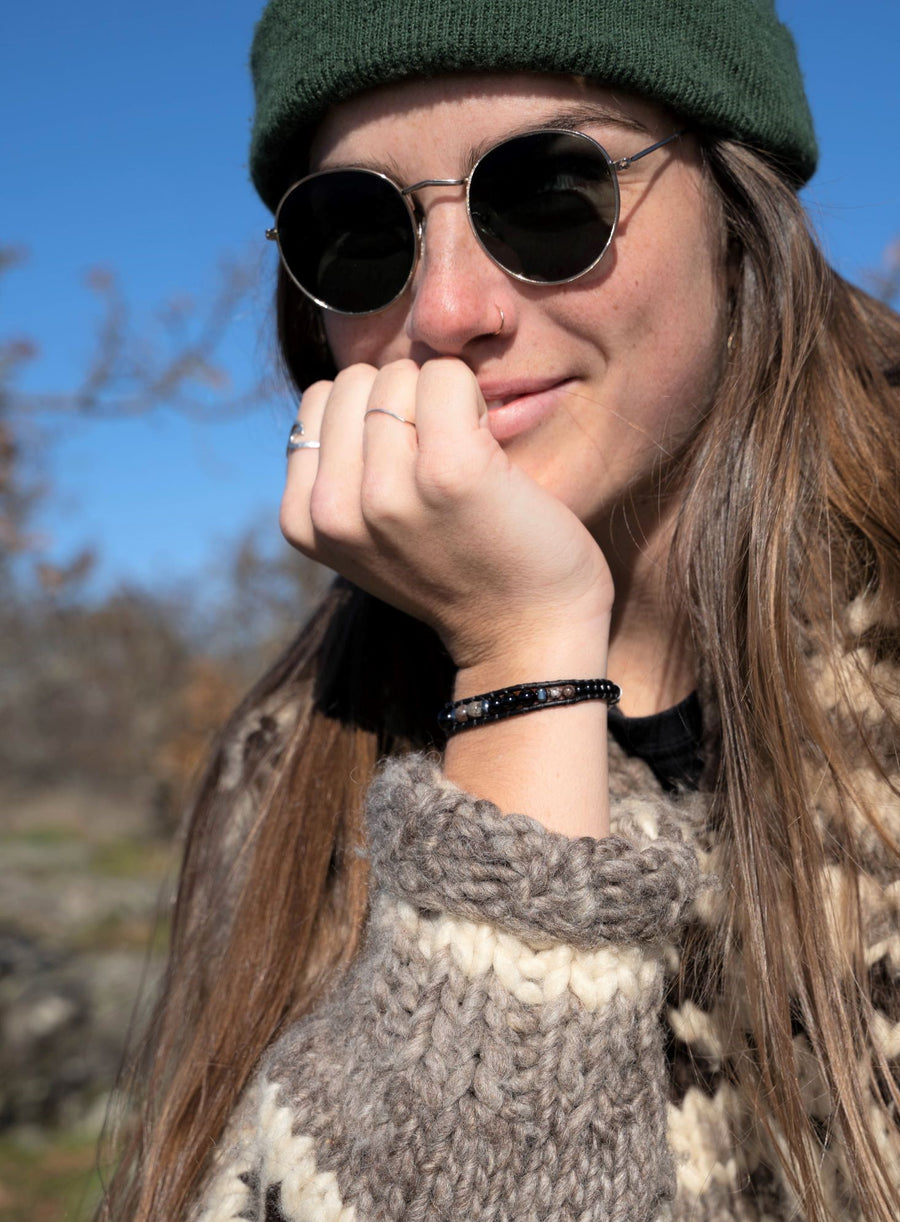 Black Onyx Collection - Single Wrap Bracelet - Woven Stone Co.