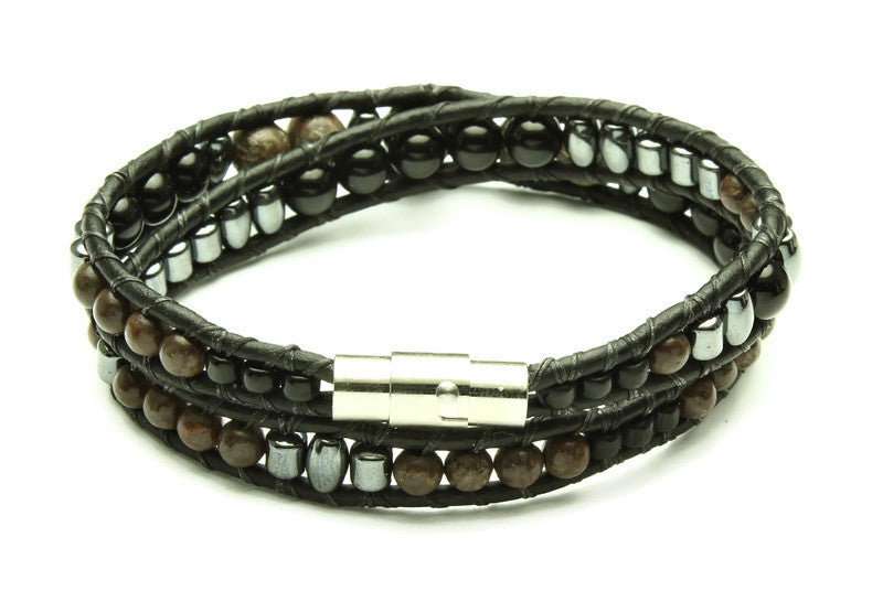 Black Onyx Collection - Double Wrap Bracelet - Woven Stone Co.