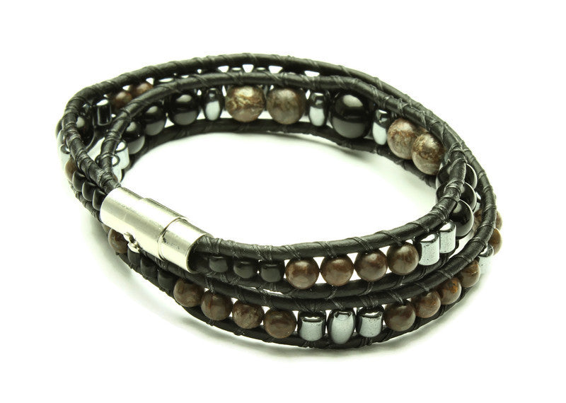 Black Onyx Collection - Double Wrap Bracelet - Woven Stone Co.