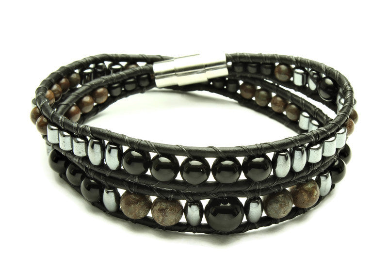 Black Onyx Collection - Double Wrap Bracelet - Woven Stone Co.