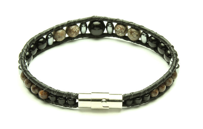 Black Onyx Collection - Single Wrap Bracelet - Woven Stone Co.