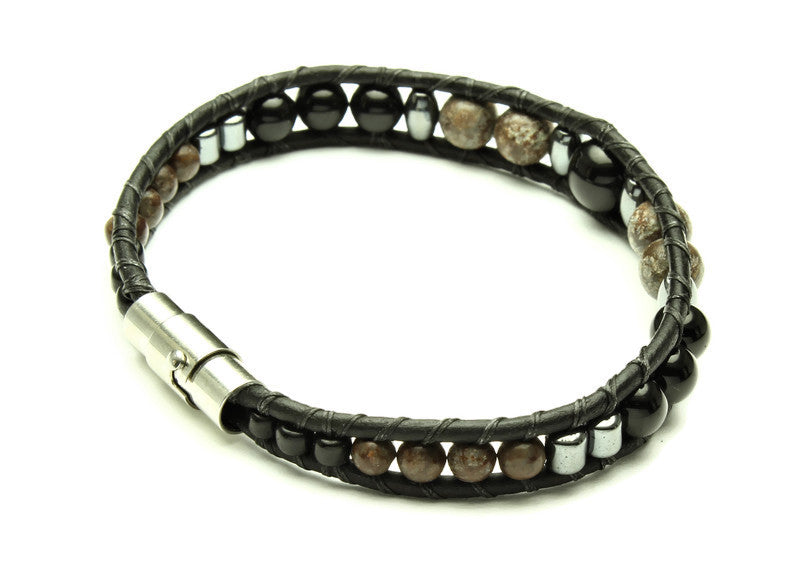 Black Onyx Collection - Single Wrap Bracelet - Woven Stone Co.