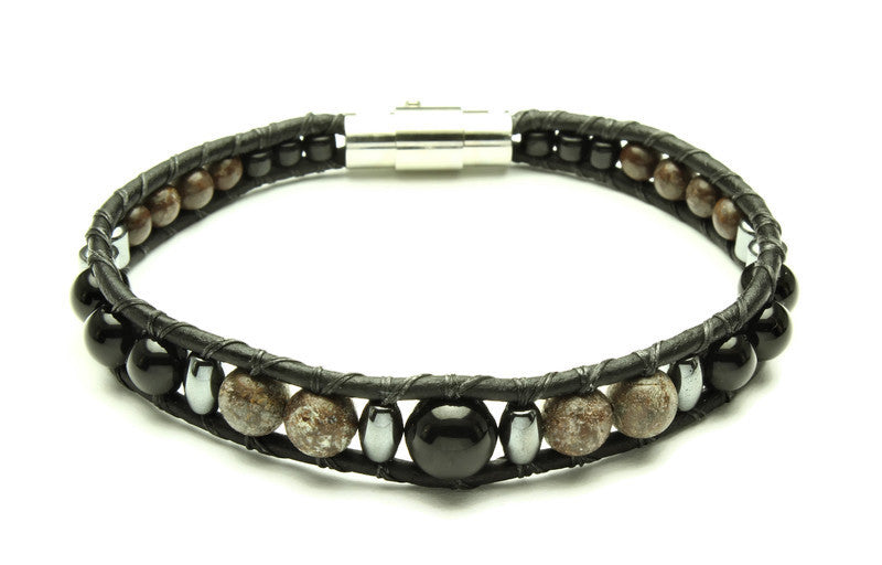 Black Onyx Collection - Single Wrap Bracelet - Woven Stone Co.