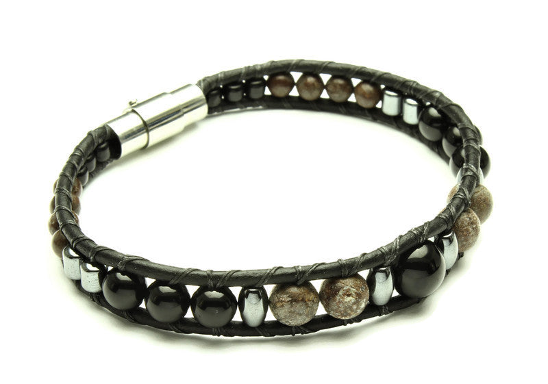 Black Onyx Collection - Single Wrap Bracelet - Woven Stone Co.