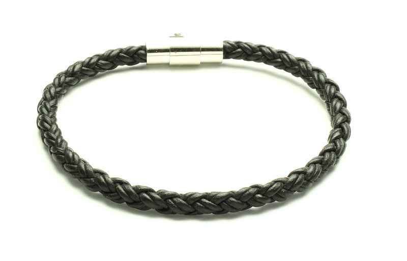 Black Leather Bracelet - Woven Stone Co.