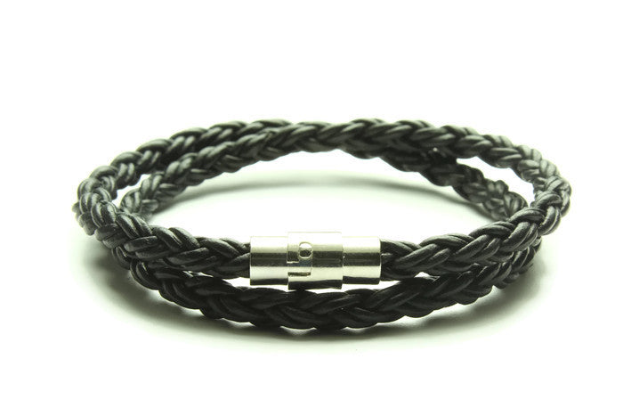 Black Leather Double Wrap Bracelet - Woven Stone Co.