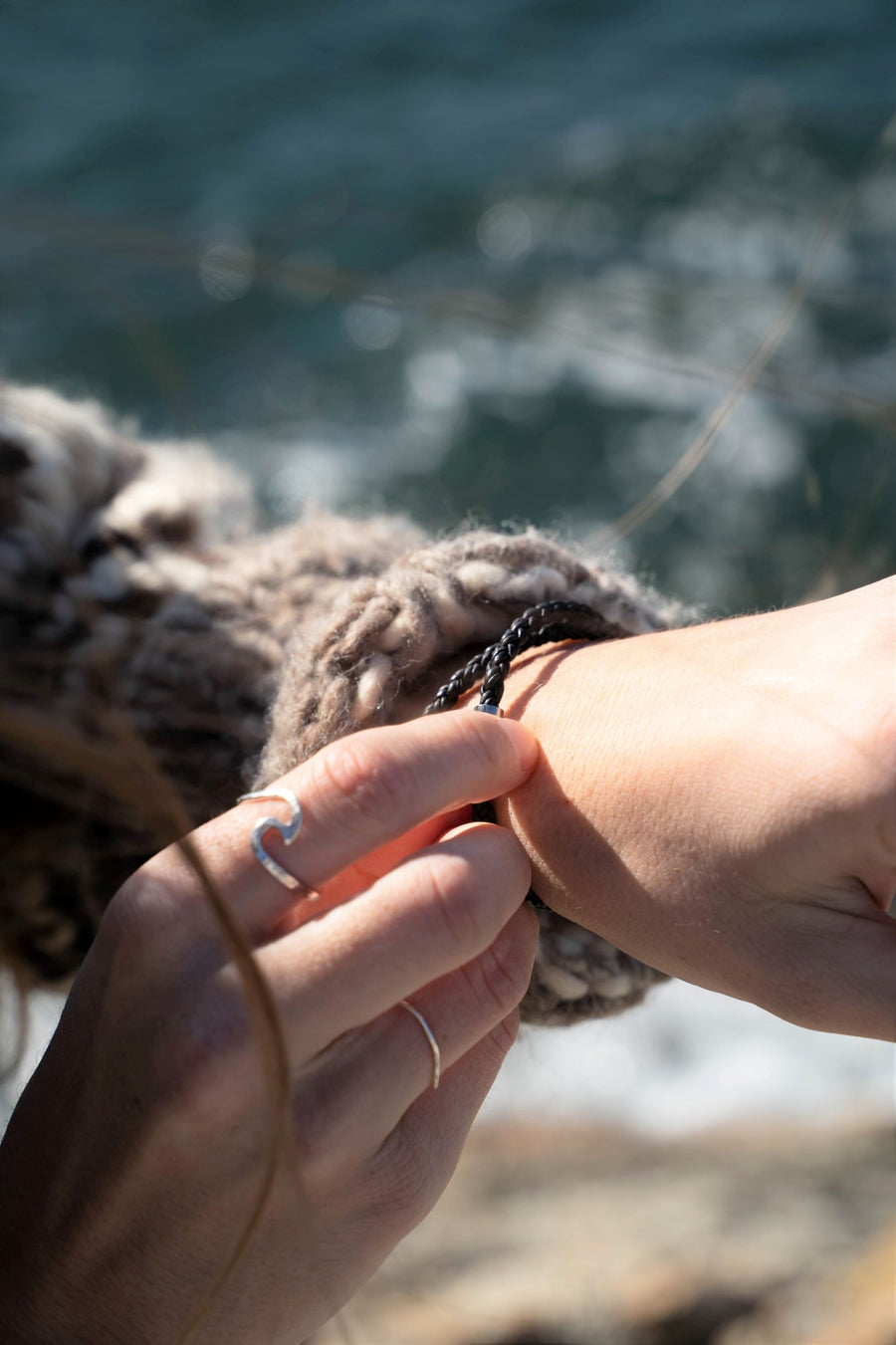 Black Leather Double Wrap Bracelet - Woven Stone Co.