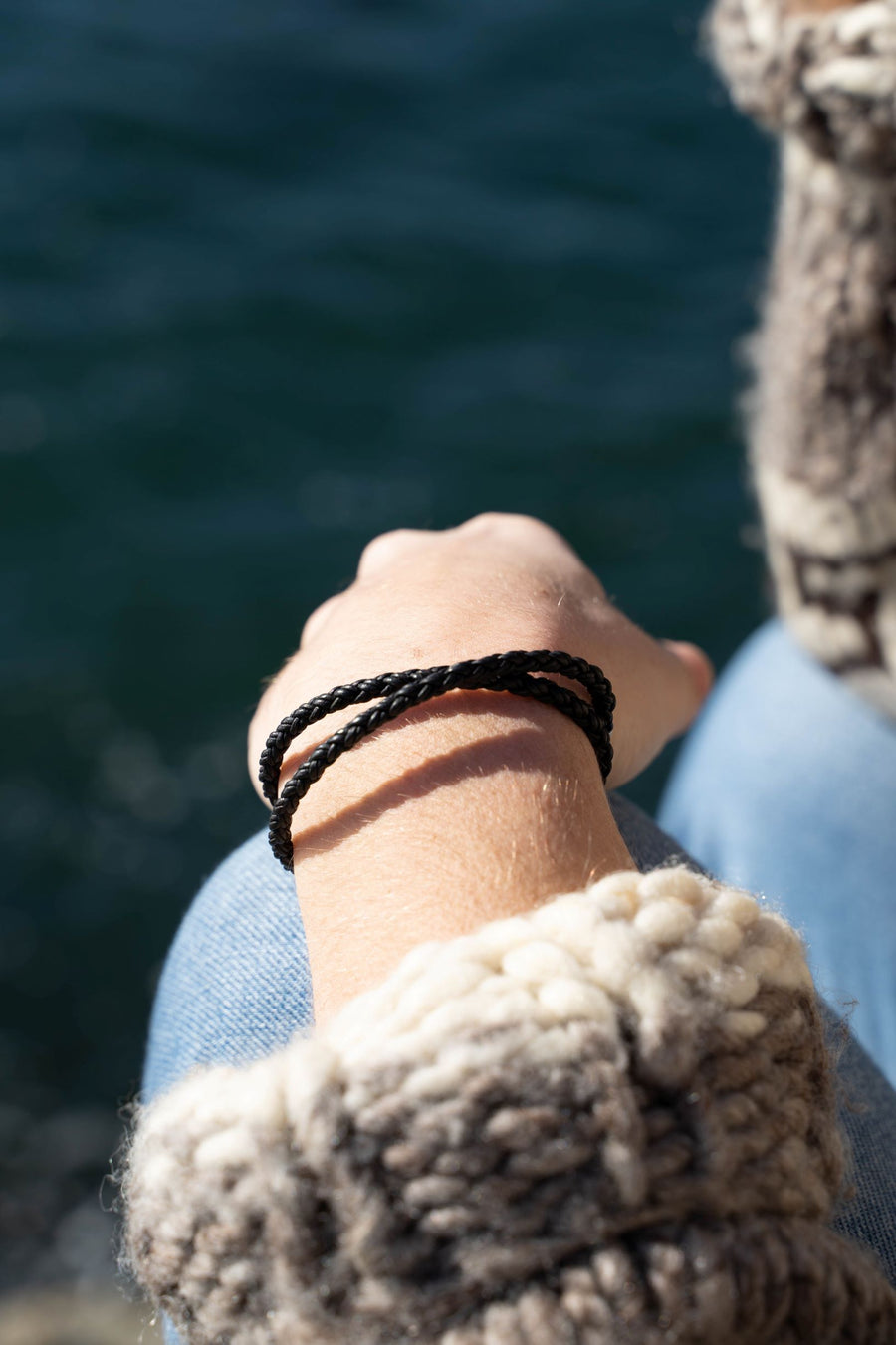 Black Leather Double Wrap Bracelet - Woven Stone Co.