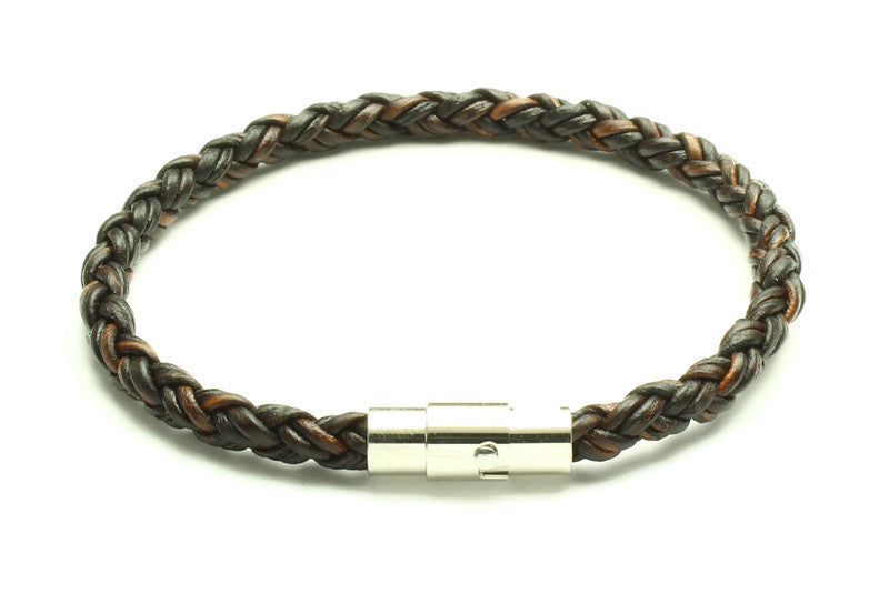 Antique Brown Leather Bracelet - Woven Stone Co.