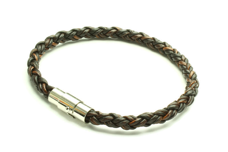 Antique Brown Leather Bracelet - Woven Stone Co.