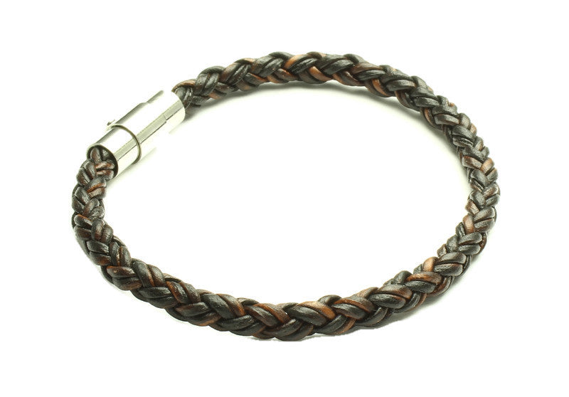 Antique Brown Leather Bracelet - Woven Stone Co.