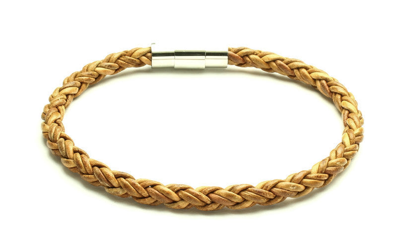 Tan Leather Bracelet - Woven Stone Co.