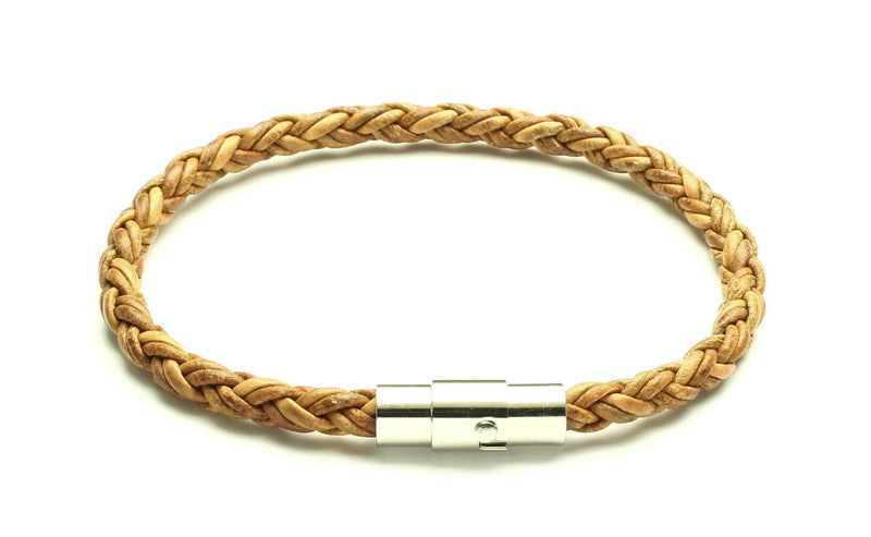 Tan Leather Bracelet - Woven Stone Co.