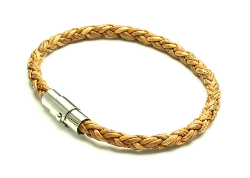 Tan Leather Bracelet - Woven Stone Co.