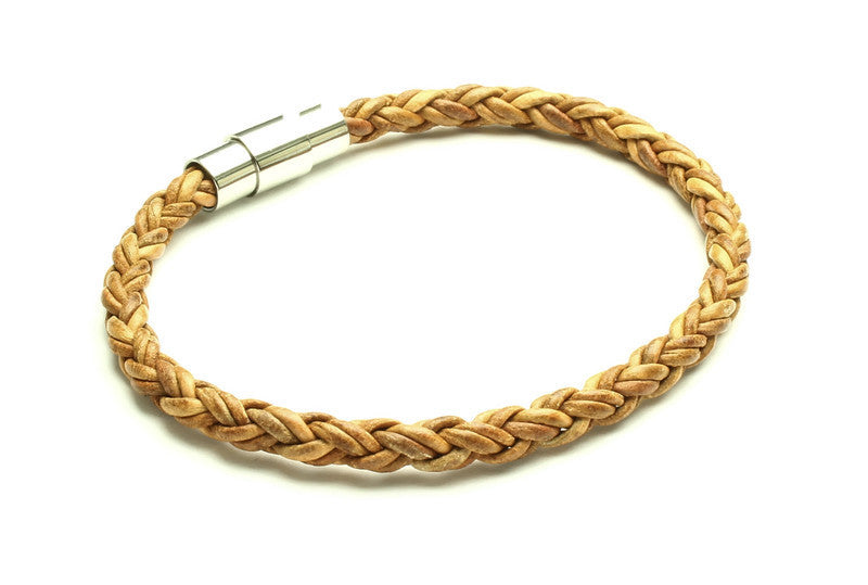 Tan Leather Bracelet - Woven Stone Co.